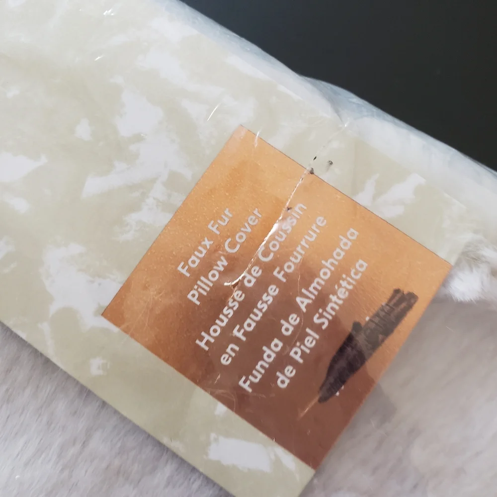 West Elm Faux Fur Chinchilla Pillow Cover white